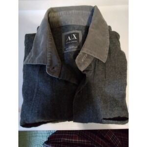 A/X Armani Exchange Shirt Adult Medium Gray Snap Elbow Patch‎ Men